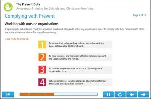Prevent Duty Online Training Screenshot Example 2 Prevent Duty Online Training Screenshot Example 2