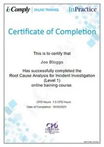RCA Level 1 Example Certificate RCA Level 1 Example Certificate