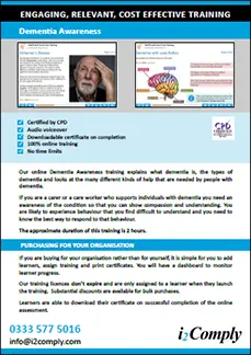 Dementia Awareness Online Training Course Flyer