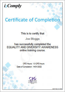 Equality and Diversity Certificate