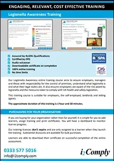 Online Legionella Awareness Course Flyer