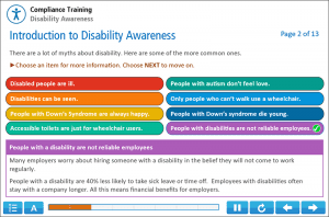 Example Screens of Disability Awareness Training 1
