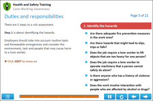Lone Working Online Training Screenshot 1